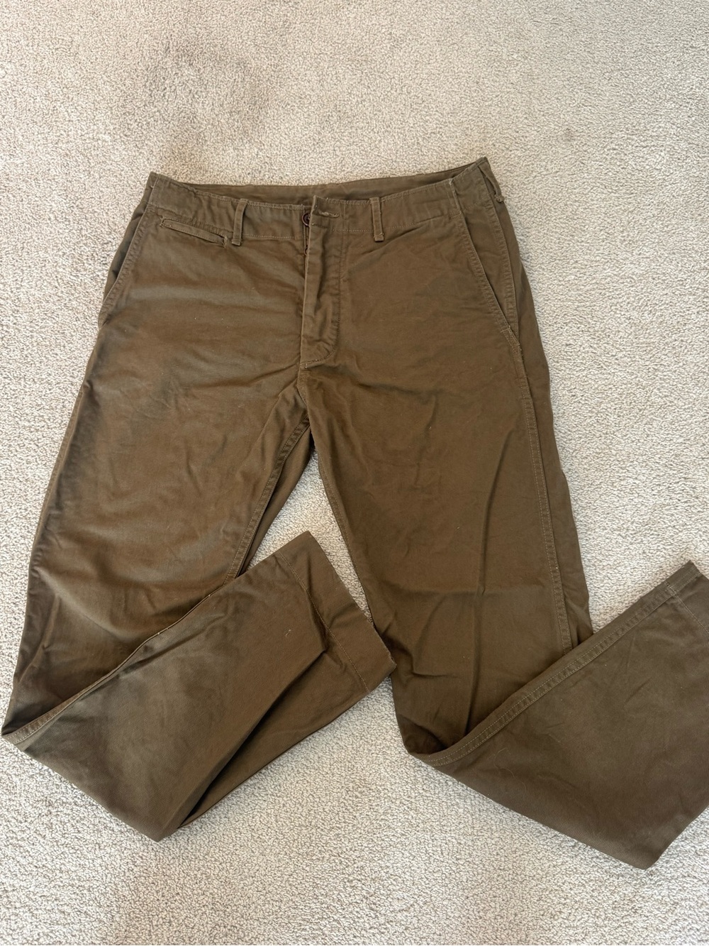 Buck Mason Officer Men's Olive Brown Casual Chino Pants 32x32